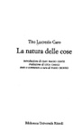 La natura delle cose. testo latino a fronte